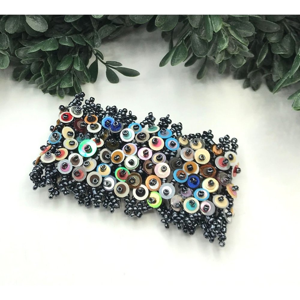 Bracelet beads and sequins multi color double knot clasps 6.5" length